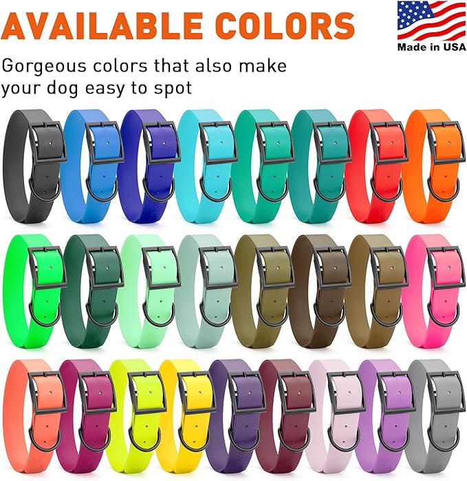Dogline Biothane Waterproof Dog Collar Strong Coated Nylon Webbing with Black Hardware Odor- Proof for Easy Care Easy to Clean High Performance Fits Small Medium or Large Dogs, Cherry Red