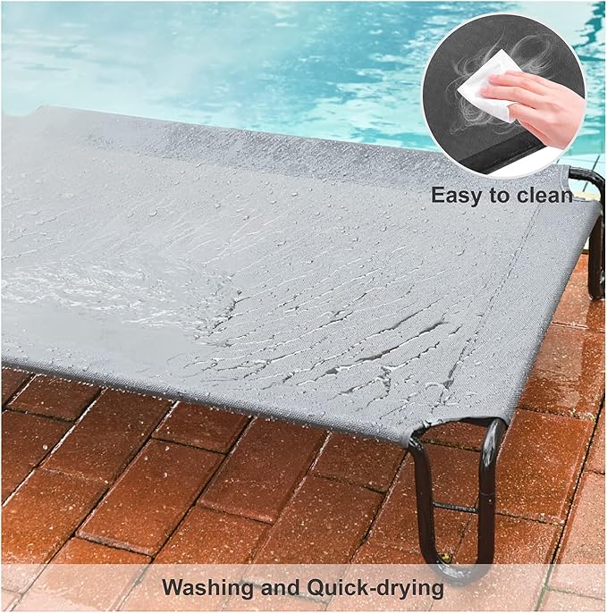 Pettycare Elevated Outdoor Dog Bed - Medium Dog Cot, Waterproof, Cooling, Non Slip, Up to 40 lbs, Grey