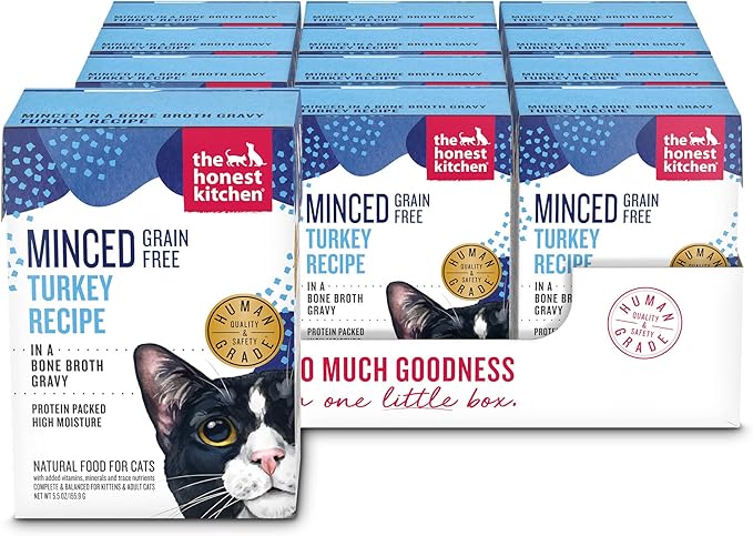 The Honest Kitchen Minced - Turkey in Bone Broth Gravy Wet Cat Food, 5.5 oz (Pack of 12)