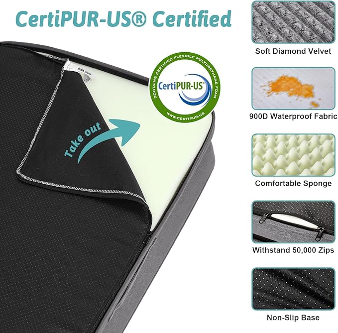Orthopedic Dog Beds for Medium Size Dog, Pet Couch for Dog Cat, Supportive Foam Bolster Sofa with Waterproof Lining Cover, Anti-Slip, Comfort, Washable, 30x20x7.5 in, U Shape, Grey