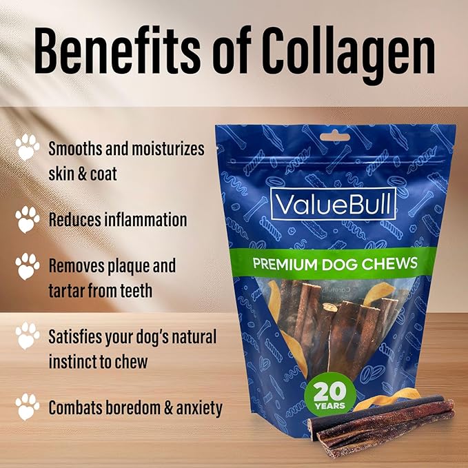 ValueBull Collagen Sticks for Dogs, Varied Shape & Size Chews, Natural Long-Lasting Dog Treats, 10 Pound Bulk Pack - Supports Joints, Skin & Coat with Chondroitin & Glucosamine