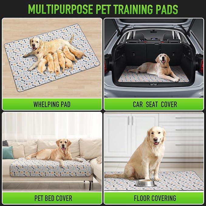 Hompet Washable Pee Pads for Dogs, 40"x26", 2-Pack Thick Heavy Absorbency Reusable Pee Pads Prevent Leakage Non-Slip, Pet Training Pads for Puppy Playpen, Crate, Potty, Floor, Bed, Sofa