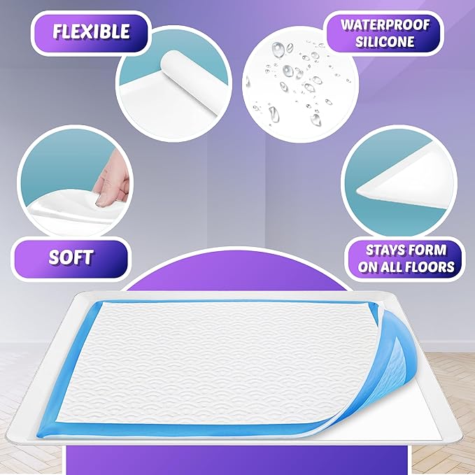 TidyFriend Silicone Pee Pad Holder Tray, 30 x 36 Inch No-Spill, Leakproof, Easy-to-Clean Pee Pad Holder for Dog (White)