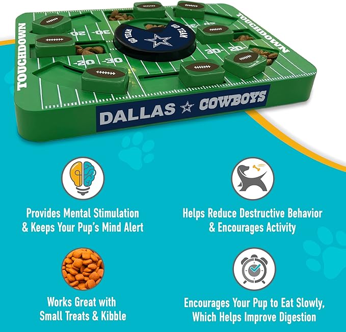 Pets First NFL Dallas Cowboys Large Puzzle Toy - Interactive Dog Treat & Slow Feeding Toy
