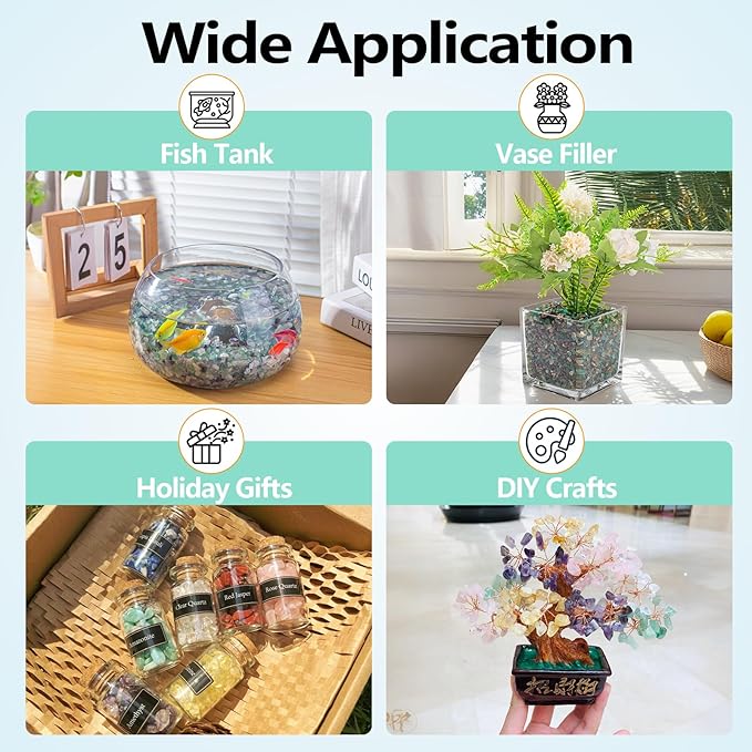 Green Agate Crushed Stone Tumbled Chips 0.88 Lb, Tumbled Polished Crystal Chips Bulk Natural Gemstones for Decorative Fish Tank Vase Fillers Aquarium Gravel Rocks