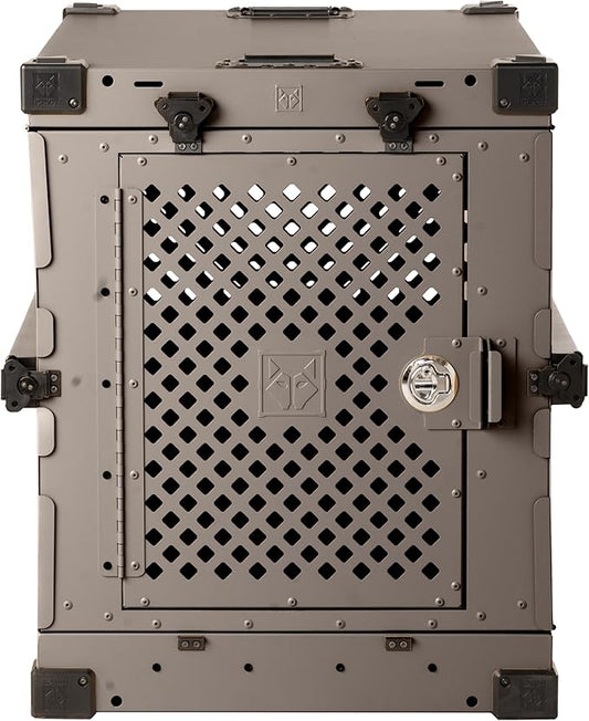 Impact Collapsible Dog Crate - Foldable Hard Crate for Large Dogs - Heavy Duty Travel Kennel with Powder-Coated Aluminum - Quick Setup for Indoor & Outdoor (Gray, 40" (40.5" L x 23" W x 29" H))