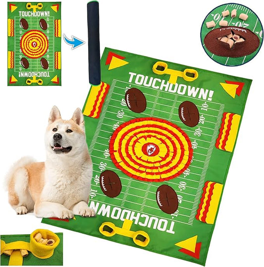 NFL Kansas City Chiefs Dog Snuffle Mat – Interactive Pet Slow Feeder, Football Field Design Food Puzzle Toy for Dogs & Cats, Foraging Activity Mat for Smarter Feeding