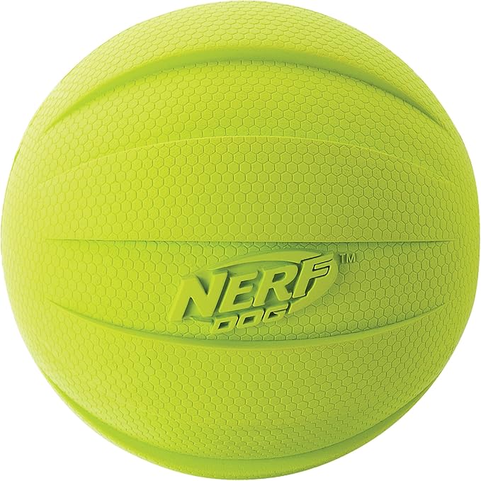 Nerf Dog Rubber Ball Dog Toy with Squeaker, Lightweight, Durable and Water Resistant, 4 Inch Diameter for Medium/Large Breeds, Single Unit, Green