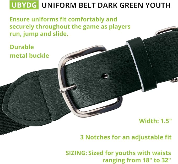 Champion Sports Baseball/Softball Uniform Belt, Comfort Stretch Fit Durable Syntex Tab - Youth & Adult Sizes, Multiple Colors