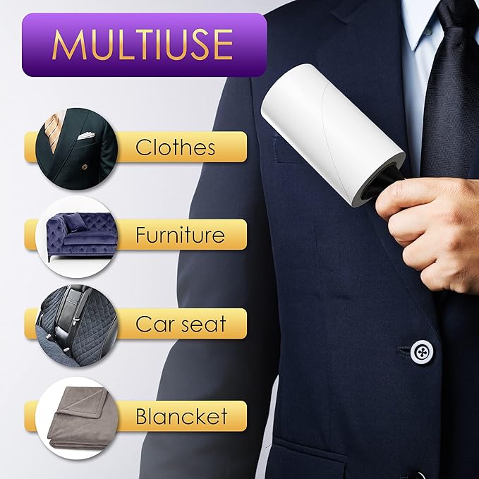 Lint Rollers Pet Hair Value 10 Pack of 900 Sheets / 10 Refills, Sticky Roller Pet Hair, Lint Remover Dog/Car Hair, Fuzz, Animal Fur, Large Lint Removal Roller Clothe, Couch, Furniture