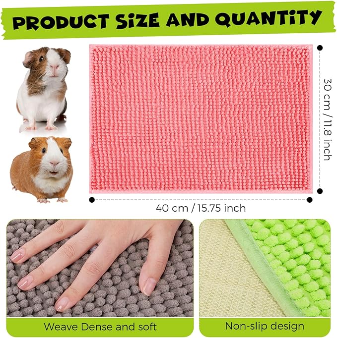 Barydat 8 Pcs Guinea Pig Cage Liner for Guinea Pig Cage Bedding Reusable Rabbit Mat Pad Washable Training Pad Animal Sleeping Bedding Mat(16x12'',Gray, Green, Pink, Blue)