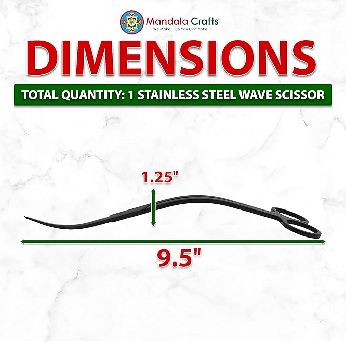 Mandala Crafts Extra Long Black Stainless Steel Curved Aquarium Scissors for Trimming Aquatic Plants – Wave Aquascape Scissors for Fish Tanks, Hospital Tanks, Goldfish Bowls, Aquariums, and Terrariums