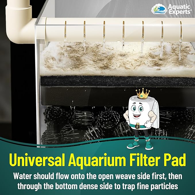 Aquatic Experts FilterFirst Aquarium Filter Pad - Aquarium Filter Floss for Crystal Clear Water, 3/4" - 1" Thick (24 Inch Wide, 12 Feet Long)