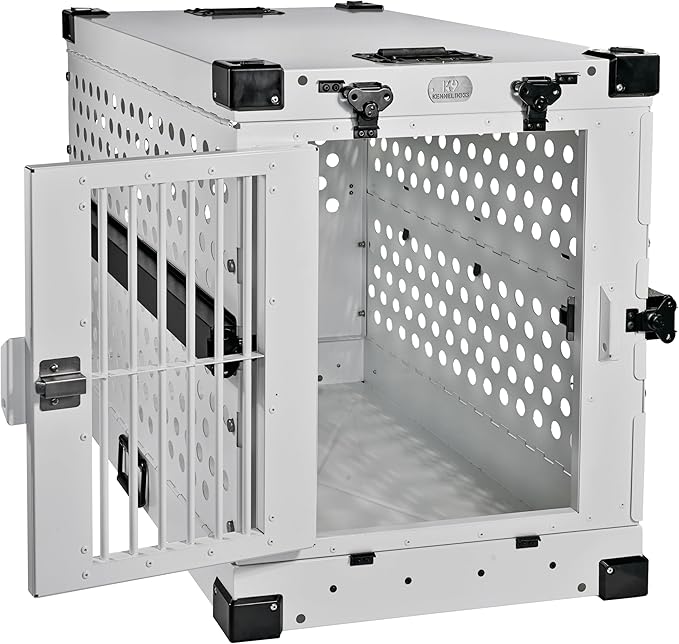 Heavy Duty Fully Collapsible Powder-Coated Aluminum Dog Crate - Medium (White)