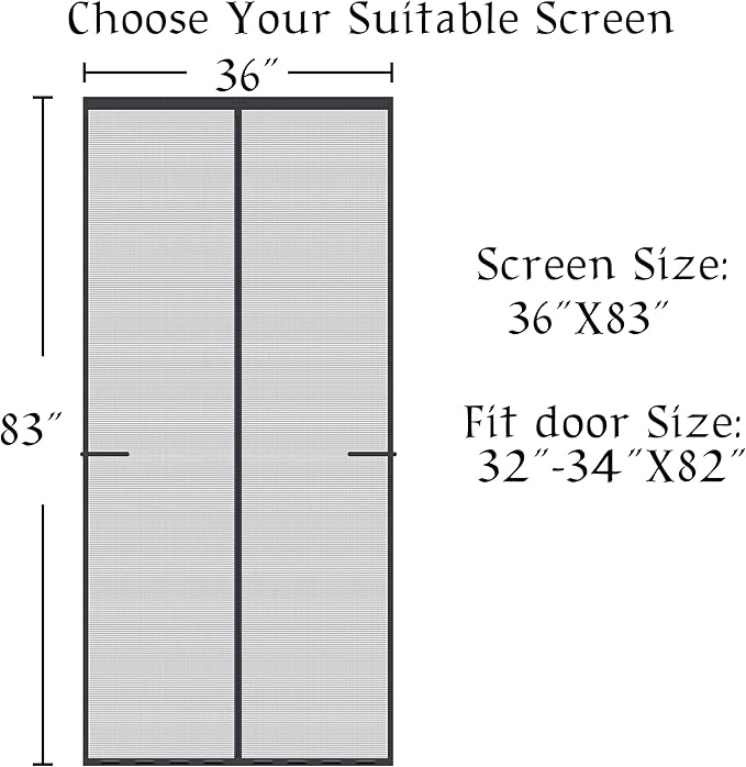 Magnetic Screen Door Upgraded-Model Full Strip Magnets,Fiberglass Heavy Duty Mesh Magnetic Door Screen,Full Frame Seal Retractable Mesh Insect Screens not of Metal