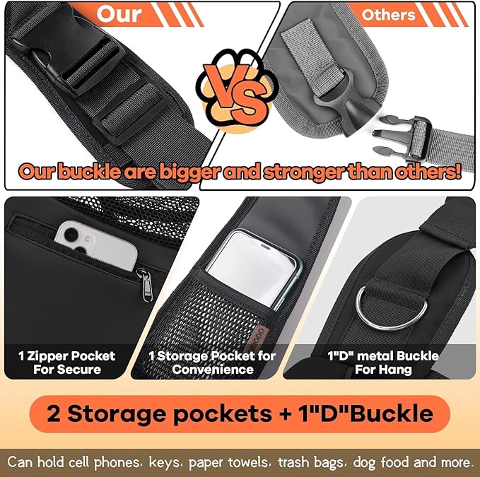 YUDODO Pet Sling Carrier for Small Dogs & Cats – Hands-Free Puppy Carrier with Safety Hook, Large Zipper Pocket, Soft Breathable Mesh, Adjustable Strap & Reflective Strip (Pink 3.0 M)