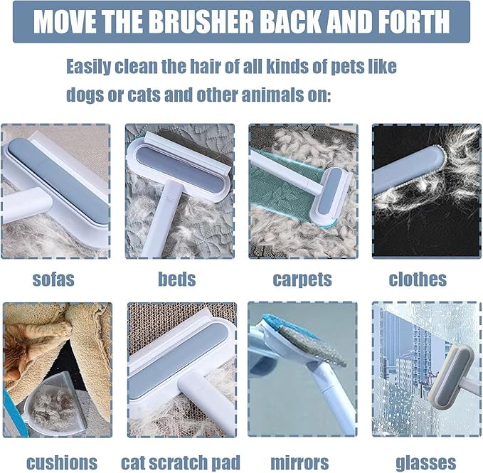 Multifunctional Pet Hair Remover/Window Screen Cleaner for Laundry Reusable Washable Lint Brush for Furniture Hair Complete 4 in 1 14.9Inch Cat Hair Remover Effective on Carpets Car Seats Bedding