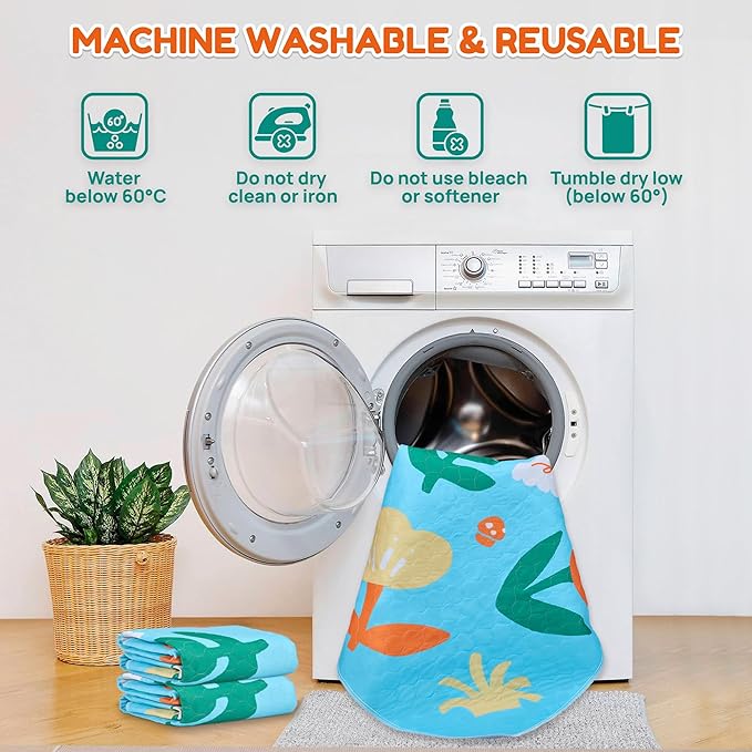 BurgeonNest Washable Pee Pads for Dogs, 2 Pack 54''x54'' Super Absorbent, Leakproof & Non-Slip Reusable Potty Pads for Puppy Playpen, Crate, Whelping Box, Potty Training, Blue