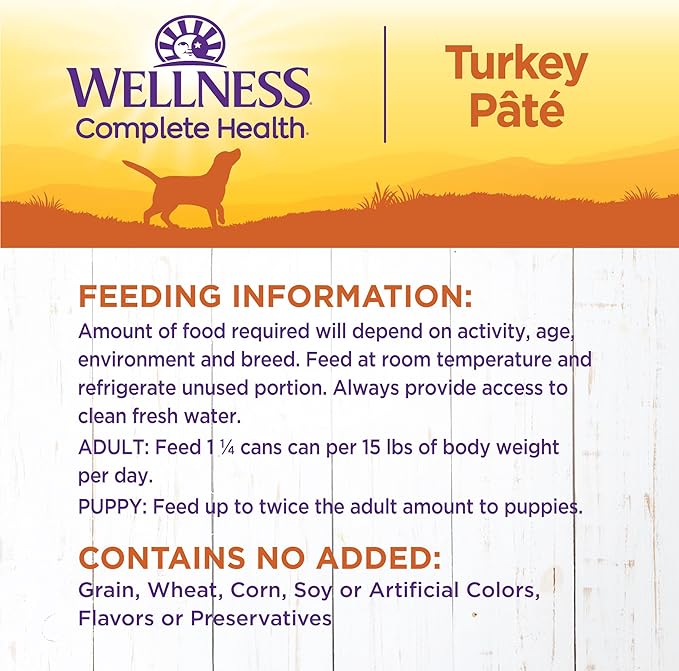 Wellness Complete Health Natural Wet Canned Dog Food Turkey & Sweet Potato, 12.5-Ounce Can (Pack of 12)