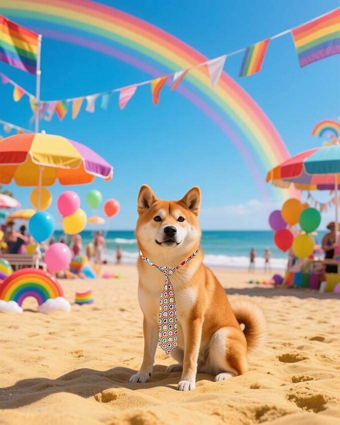 PET SHOW 10 Pack Pride Month Dog Ties Neckties for Large Medium Dogs Rainbow Neck Ties Bowties Girl Boy Pets LGBT Costumes Dog Adjustable Holiday Grooming Accessories Wedding Party Gift Favor