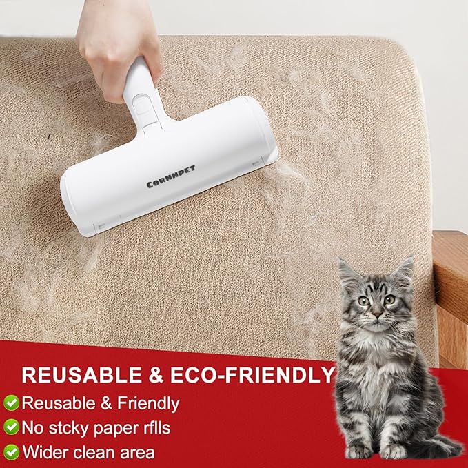 Pet Hair Removal Tool – Reusable Lint Roller for Dogs & Cats – Self-Cleaning Fur Remover Brush - Portable, Multi-Surface Fur Removal Tool - Glove Brush and Pet Hair Extra Sticky Roller