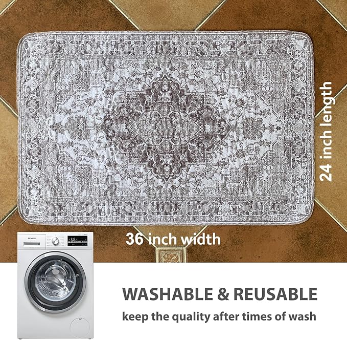 nunubaby 4PACK Washable Pee Pads for Dogs, Stylish, Non-Slip and Leak-Proof Pee Pads. Reusable Potty Pads for Dogs for Crates and Floors.(Brown/Geo, 24" x36")