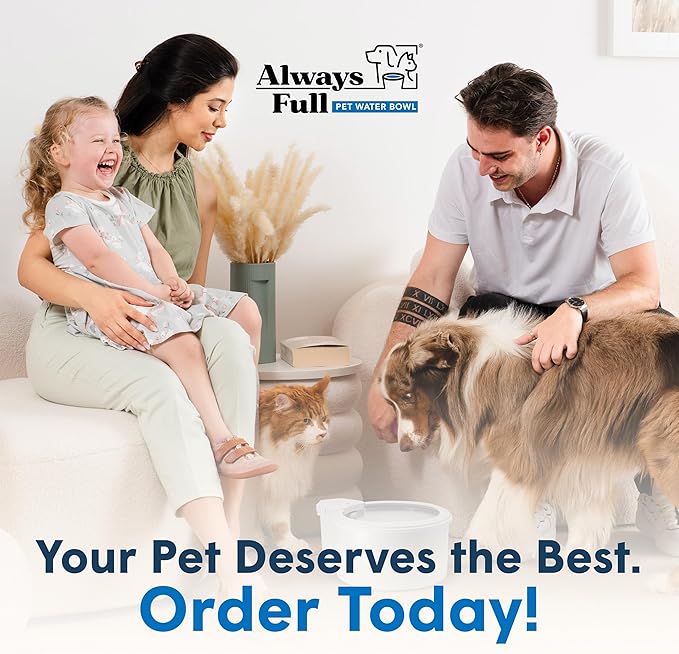 Always Full® 7" Pet Water Bowl and Bottle Pump Bundle, Self-Refilling, Clean Filtered Water, App-Enabled Hydration Monitoring, Easy Upgrade to Wall Unit, Cat and Dog Water Bowls