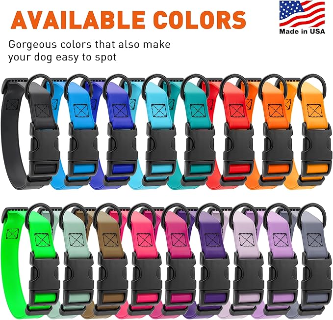 Dogline Biothane Waterproof Dog Collar with Quick Release Buckle Strong Coated Nylon Webbing with Odor- Proof for Easy Care Easy to Clean Fits Small Medium Large Dogs, Lavender 1" W 15-23" L