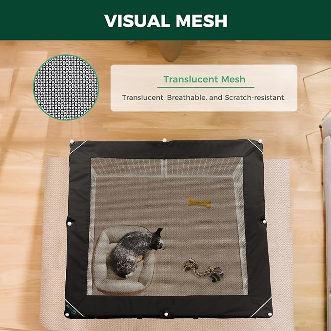 FXW Homeplus Unleashed Indoor Dog Playpen - Stress-Free and Safe Play, Heavy Duty 24 Inch 8 Wire Panels with Playpen Cover for Puppy and Small Dogs, White│Patented