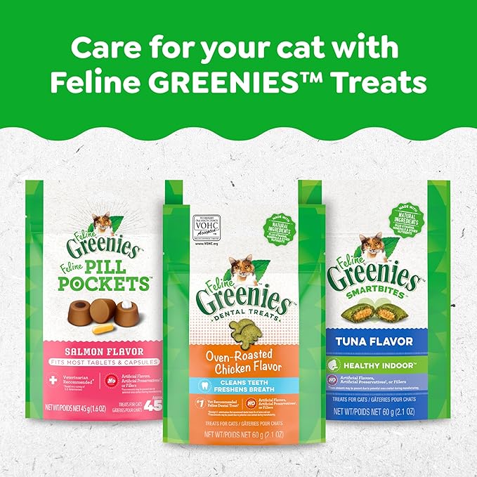 Greenies Feline Adult Dental Cat Treats, Catnip Flavor, 2.1 oz. Pack
