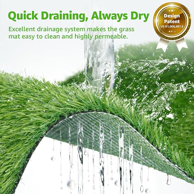 Dog Grass Large Potty Patch, Dog Litter Boxes Artificial Grass Bathroom Turf for Pet Training, Washable Puppy Pee Pad, Perfect Indoor/Outdoor Portable Potty Pet Loo (Potty system-45.1"x29.1")