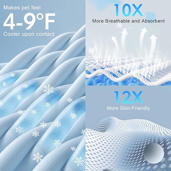 BEAUTYZOO Upgrade Dog Cooling Mat Extra Large, Reversible Self-Cooling Mat for Dogs, Thicken Pet Ice Cool Pad Blanket for Summer Kennel Sofa Bed Floor Car Seat, Machine Washable&Foldable, 59"x40"