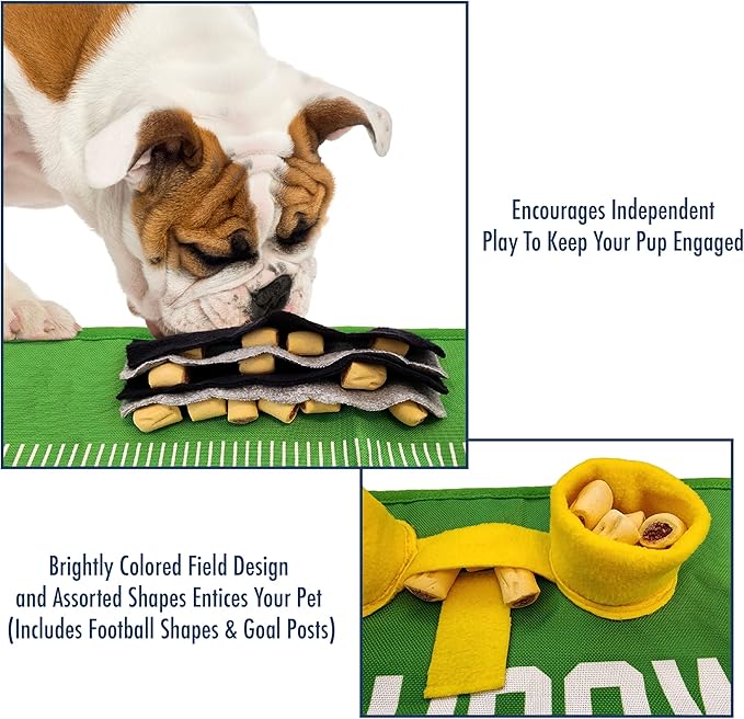 NFL New England Patriots Dog Snuffle Mat – Interactive Pet Slow Feeder, Football Field Design Food Puzzle Toy for Dogs & Cats, Foraging Activity Mat for Smarter Feeding