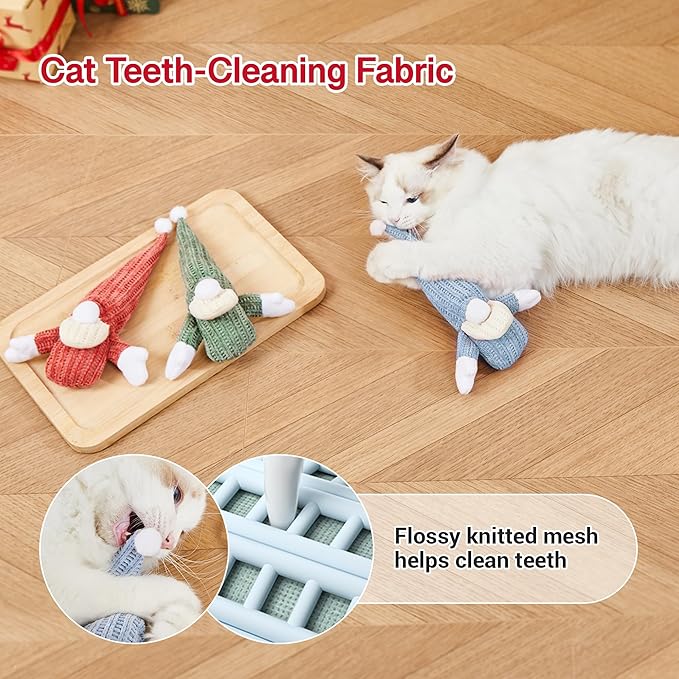Potaroma Cat Toys 3 Pcs Catnip Crinkle Sound Santa Claus, Soft Durable Teething Material, Interactive Cat Kicker for Indoor Kitten Exercise 8.5 Inches for All Breeds