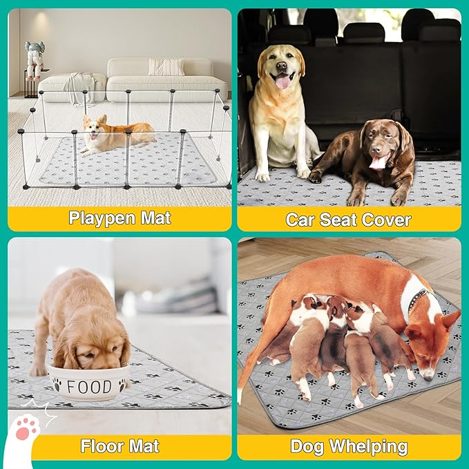 2 Pack Extra Large 72"X72" Washable Pee Pads for Dogs Super Absorbent Dog Training Pads Non-Slip Waterproof Pet Training Pads Mats Whelping Pads for Dogs Cats Puppy