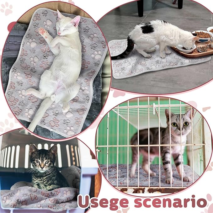 Reginary 4 Pcs Waterproof Guinea Pig Blankets Washable Small Animal Fleece Bedding Absorbent Guinea Pig Cage Liners Reusable Pet Pee Pad Sleep Mat for Hamster Ferret(Adorable Paw,12 x 12 Inch)