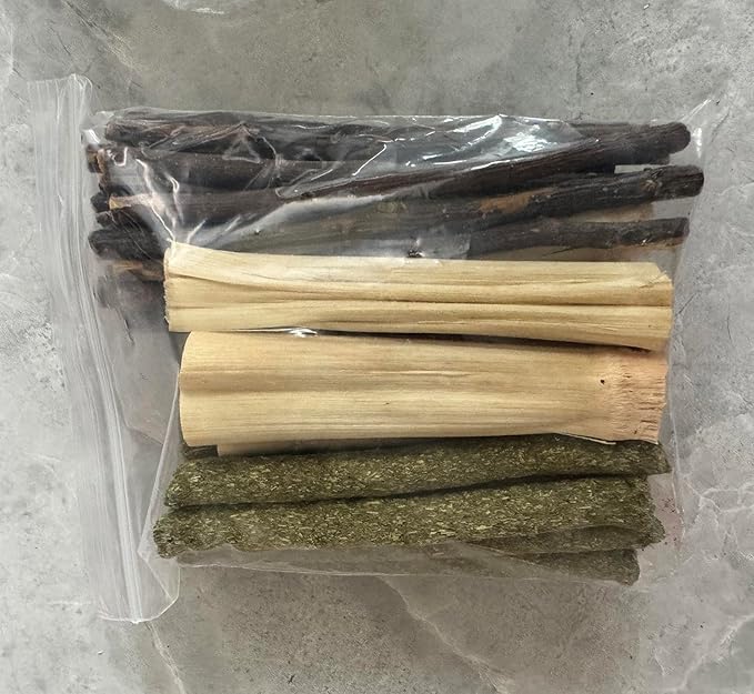Bamboo Apple Sticks for Chinchillas Hamster Mouse Gerbil Bunny Pet Rat Guinea Pig Rabbit Chew Wood Timothy Hay Sticks Enrichment Toys for Teeth Supply Treats Snacks for Boredom Indoor