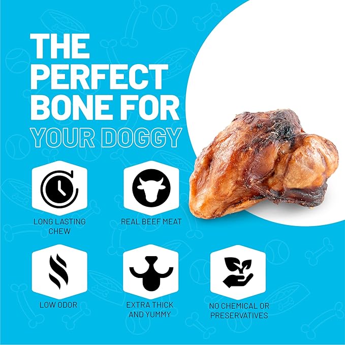 Sitka Farms Beef Knee Caps Smoked Premium Dog Bones - 25 Count - 100% Natural Long Lasting and Meaty Dog Treats Bones for Aggressive Chewers - for Small, Large and Medium Breed Dogs