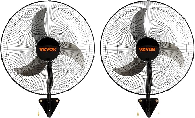 VEVOR Wall Mount Fan, 2 PCS 18 inch Oscillating, 3-speed High Velocity Max. 4000 CFM Industrial Wall Fan for Indoor, Commercial, Residential, Warehouse, Greenhouse, Workshop, Basement, Garage,Black