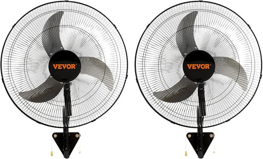 VEVOR Wall Mount Fan, 2 PCS 20 inch Oscillating, 3-speed High Velocity Max. 4000 CFM Industrial Wall Fan for Indoor, Commercial, Residential, Warehouse, Greenhouse, Workshop, Basement, Garage,Black