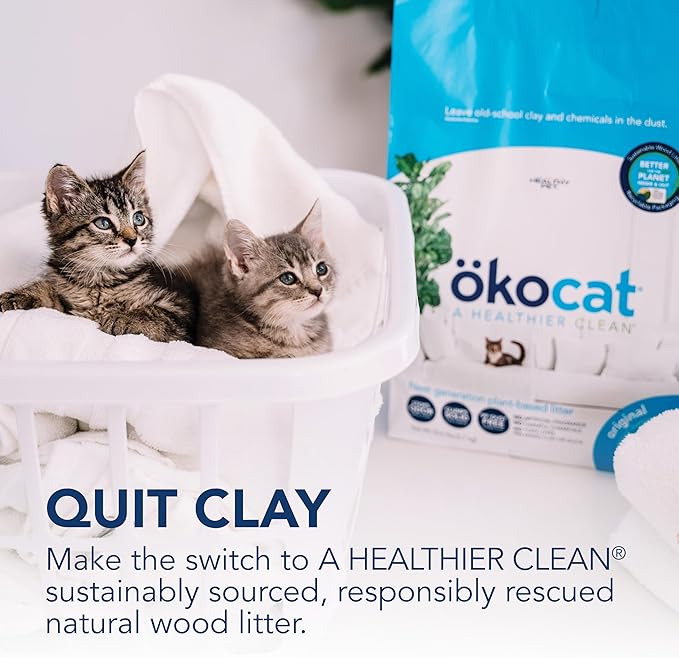 ökocat Original Wood Clumping Cat Litter, Unscented, 13.2 pounds - Natural Ingredients, Stops Odor, Clumps Solid, 99% Dust Free, Great for All Cats