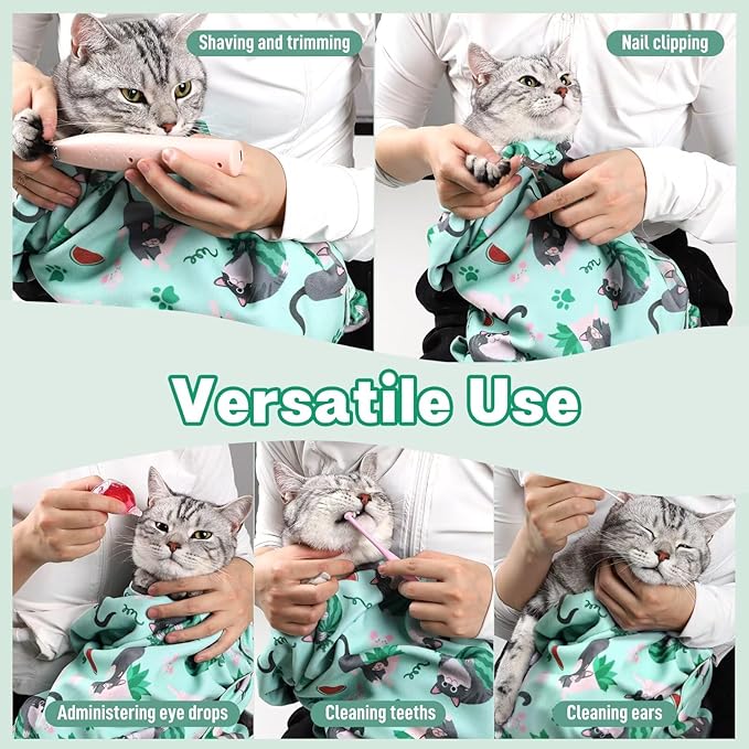 Paw Legend 21.7" Cat Wrap for Grooming Cat Wrap for Cutting Nails Cat Restraint for Nail Clipping Self Adhesive Blanket Restraint Cloth for Cats Within 6lbs