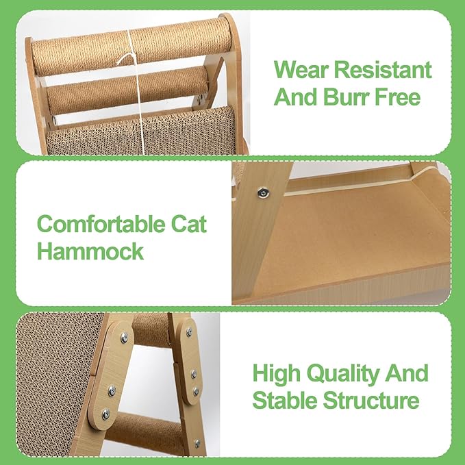 Cats Scratching Pads Cat Climbing Frame Multifunctional Kitten House Toys All-in-one Wooden Climbing Ladder Summer Kitty Litter Scratch-Resistant Corrugated Paper (with Wooden Cat Teaser)