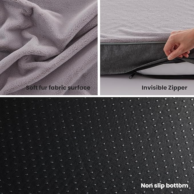 Orthopedic Memory Foam Dog Bed,Cooling Dog Beds for Medium Dogs, Washable Pet Beds for Crate with Faux Fur Cover, Waterproof Lining, M(29inch)