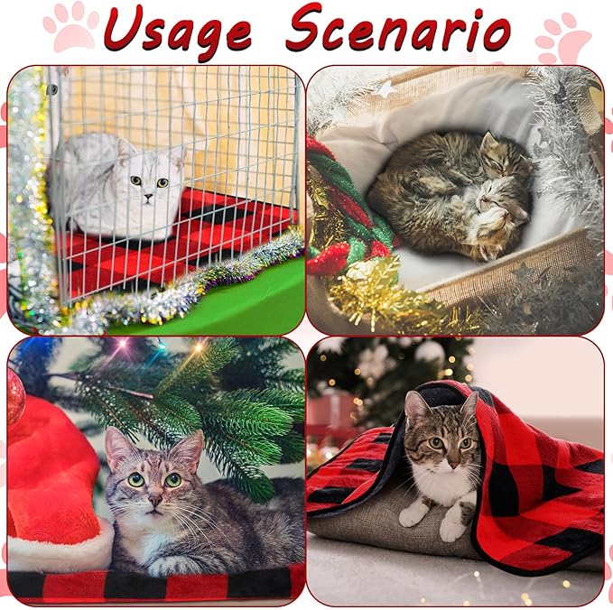 Reginary 4 Pcs Waterproof Guinea Pig Blankets Washable Small Animal Fleece Bedding Absorbent Guinea Pig Cage Liners Reusable Pet Pee Pad Sleep Mat for Hamster Ferret (Red Plaid,24 x 16 Inch)