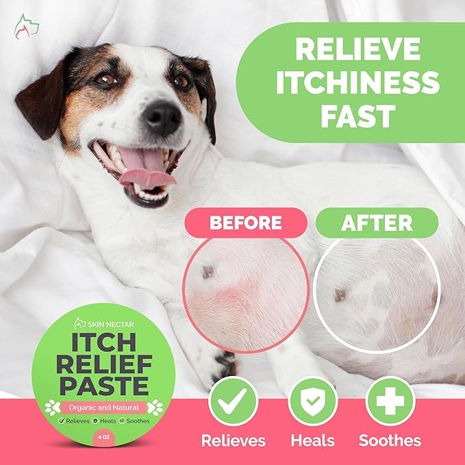 Skin Nectar - Natural Itch Relief for Dogs & Cats - Soothing Pet Skin Repair Balm - - Heals Hot Spots, Dry Skin, Paw Pads - Veterinarian Formulated with Natural and Organic Ingredients