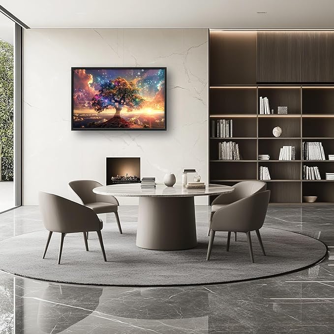 Tree Sunrise Large Wall Art Tree of Life Pictures Foggy Mountain Landscape Wall Starlight Nature Decor Canvas Print Painting Artwork for Bathroom Living Room Bedroom 36L" x 24W"