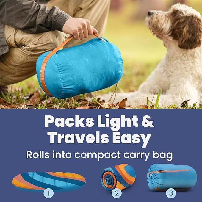 Travel Dog Bed (42" x 30") – Foldable, Packable Camping Dog Bed – Water Resistant, Cozy & Durable Mat with Soft Padding – Compact, Portable & Machine Washable – Large & Small Breeds - Teal
