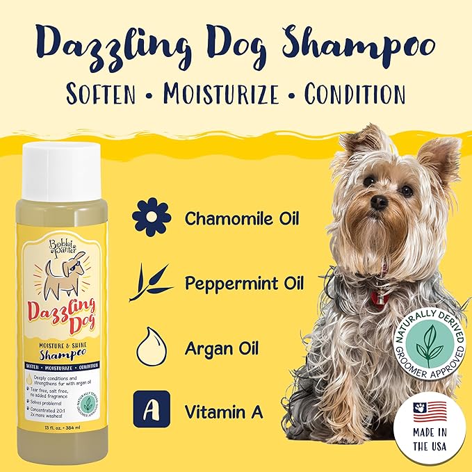 Bobbi Panter Dog Shampoo - Made in USA - All Natural Formula for Deep Nourishing and Cleasing - Concentrated 20:1 for Professional Groomers - Light Chamomile Scent, 13 Oz