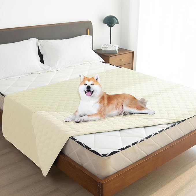 gogobunny 100% Double-Sided Waterproof Dog Bed Cover Pet Blanket Sofa Couch Furniture Protector for Puppy Large Dog Cat, Reversible (52x82 Inch (Pack of 1), Dark Cream/Light Cream)